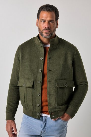 JP1880 852294 Jacke aus Wollmischung mit Stehkragen Khakigrün - Herren jacken - Herren Jacken in großen Größen