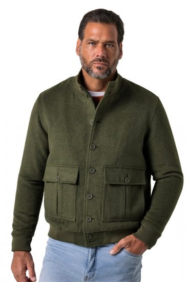 JP1880 852294 Jacke aus Wollmischung mit Stehkragen Khakigrün - Herren jacken - Herren Jacken in großen Größen