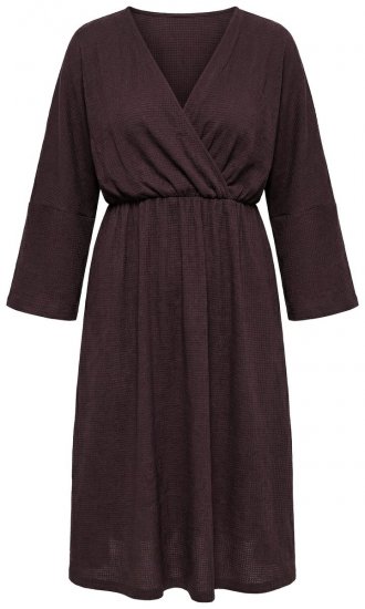 Ulla Popken 852307 Langärmliges Wickelkleid Mahagonibraun - Midikleider - Midikleider in großen Größen