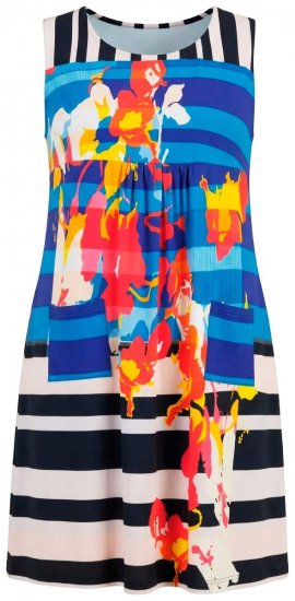 Ulla Popken 852308 Gestreiftes Jerseykleid Dunkelblau - Jerseykleider - 