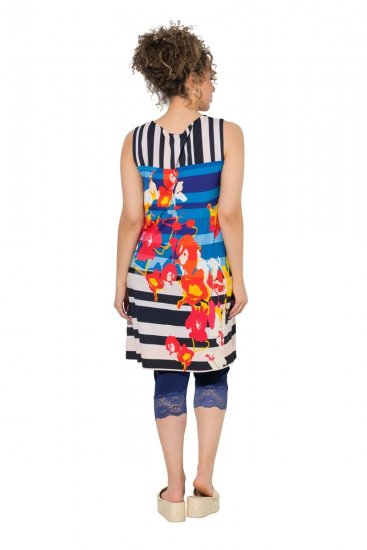 Ulla Popken 852308 Gestreiftes Jerseykleid Dunkelblau - Jerseykleider - 