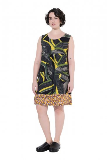 Ulla Popken 852329 Gestreiftes Jerseykleid Oliv - Jerseykleider - 