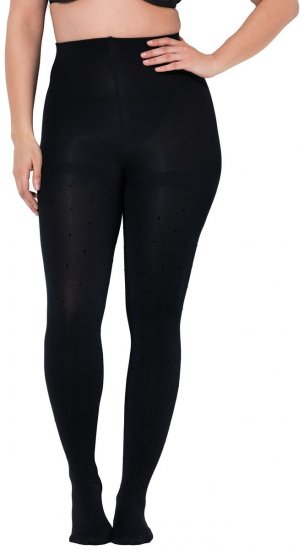 Ulla Popken 852349 Gepunktete Strumpfhose Schwarz - Strumpfhosen & Socken - 