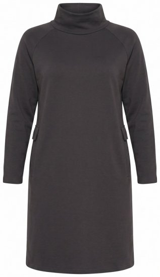 Ulla Popken 852456 Sweatkleid mit Rollkragen Dunkelbraun - Sweatkleider - 
