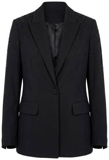 Ulla Popken 852498 Einknopf-Blazer mit Strass Schwarz - Blazer - Blazer für Frauen in Großgrößen
