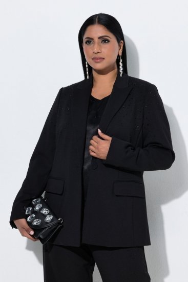 Ulla Popken 852498 Einknopf-Blazer mit Strass Schwarz - Blazer - Blazer für Frauen in Großgrößen