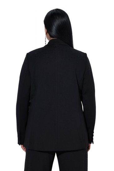 Ulla Popken 852498 Einknopf-Blazer mit Strass Schwarz - Blazer - Blazer für Frauen in Großgrößen