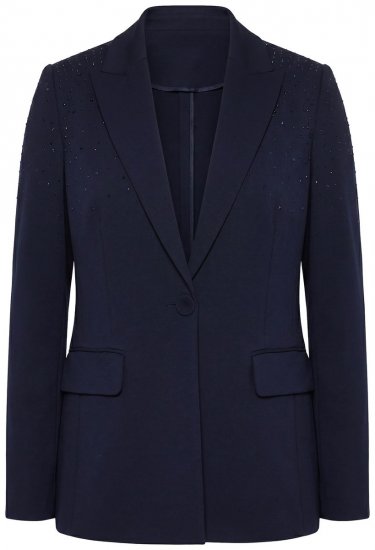 Ulla Popken 852498 Blazer mit Strasssteinen Dunkelblau - Blazer - Blazer für Frauen in Großgrößen