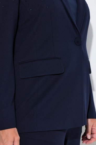 Ulla Popken 852498 Blazer mit Strasssteinen Dunkelblau - Blazer - Blazer für Frauen in Großgrößen