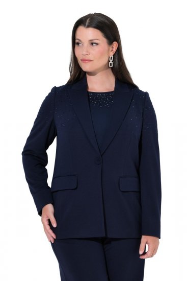Ulla Popken 852498 Blazer mit Strasssteinen Dunkelblau - Blazer - Blazer für Frauen in Großgrößen