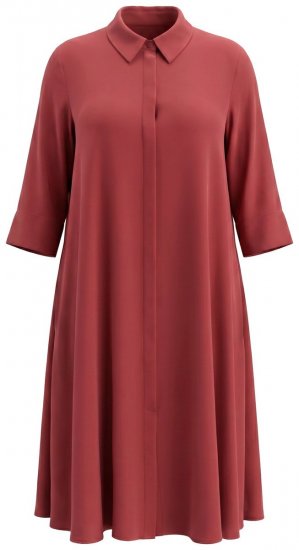 Ulla Popken 852542 Hemdblusenkleid mit 3/4-Ärmeln Braun - Blusenkleider - 