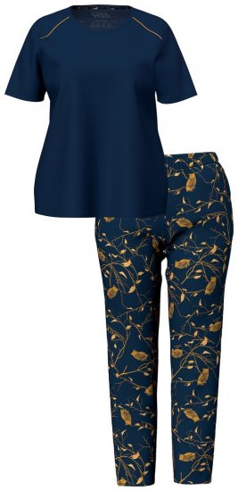 Ulla Popken 852577 Pyjama mit Muster Dunkelblau - Pyjama/Loungewear - 