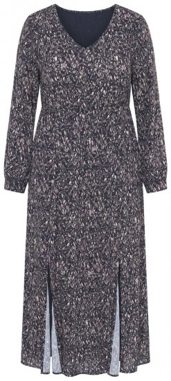 Ulla Popken 852606 Gemustertes Maxikleid Schwarz - Maxikleider - Große Größen: Lange Maxikleider