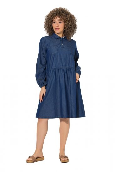 Ulla Popken 852768 Jeanskleid in A-Linie mit Taschen Denimblau - Kleider - Kleider für jede Größe