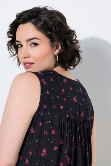 Ulla Popken 852824 Geblümtes Kleid Schwarz - Sommerkleider - Große Größen: Leichte Sommerkleider