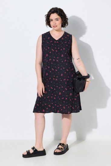 Ulla Popken 852824 Geblümtes Kleid Schwarz - Sommerkleider - Große Größen: Leichte Sommerkleider