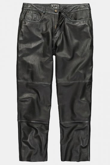 JP1880 853066 Lederhose mit großen Gesäßtaschen Schwarz - Lederhosen für Herren in großen Größen - Lederhosen in großen Größen