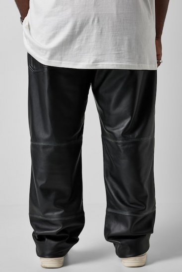 JP1880 853066 Lederhose mit großen Gesäßtaschen Schwarz - Lederhosen für Herren in großen Größen - Lederhosen in großen Größen