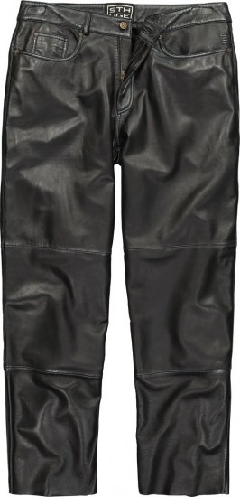 JP1880 853066 Lederhose mit großen Gesäßtaschen Schwarz - Lederhosen für Herren in großen Größen - Lederhosen in großen Größen