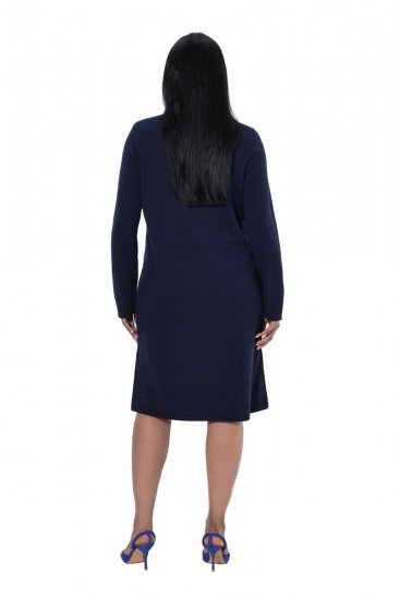 Ulla Popken 853077 Langärmliges Strickkleid Dunkelblau - Strickkleider - 
