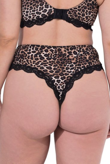 Ulla Popken 853106 Strings mit Animal-Print Schwarz - Slips - 