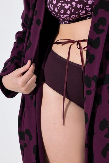Ulla Popken 853168 Frottee-Bademantel mit Animal-Print Pflaume - Morgenmäntel & Bademäntel - 