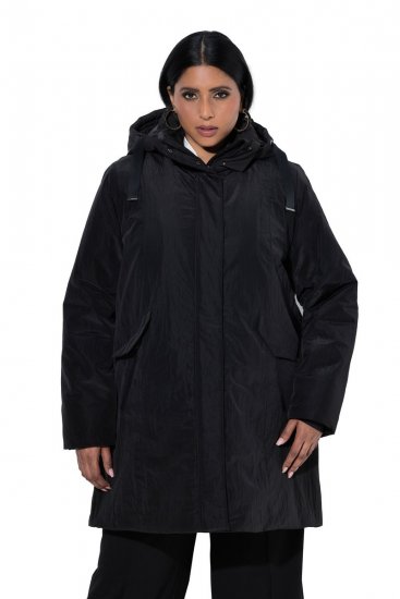 Ulla Popken 853351 Wasserdichte wattierte Sympatex Jacke mit Kapuze Schwarz - Jacken - Große Jacken für Damen