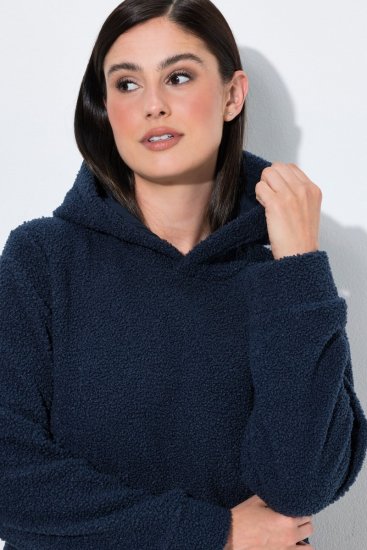 Ulla Popken 853353 Homewear-Kleid mit Kapuze Dunkelblau - Pyjama/Loungewear - 