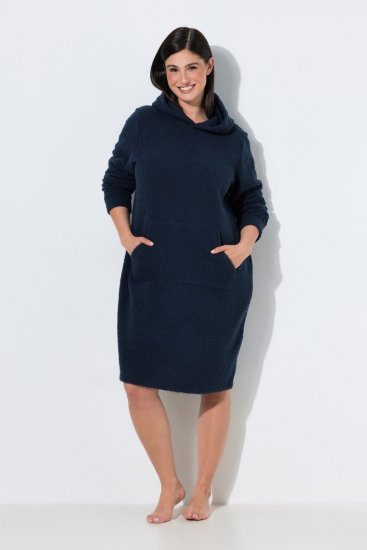 Ulla Popken 853353 Homewear-Kleid mit Kapuze Dunkelblau - Pyjama/Loungewear - 