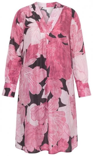Ulla Popken 853426 Geblümtes Kleid Pflaume - Midikleider - Midikleider in großen Größen