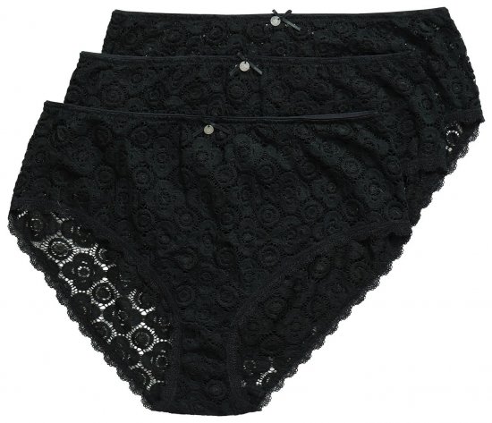 Ulla Popken 853495 Geblümte Slips 3er-Pack Schwarz - Slips - 