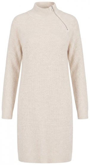 Ulla Popken 853504 Langärmliges Strickkleid mit Rollkragen Wollweiß - Strickkleider - 