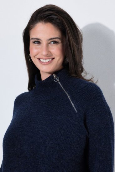 Ulla Popken 853504 Strickkleid mit Rollkragen Dunkelblau - Kleider - Kleider für jede Größe