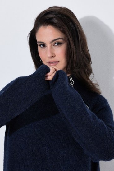 Ulla Popken 853504 Strickkleid mit Rollkragen Dunkelblau - Kleider - Kleider für jede Größe