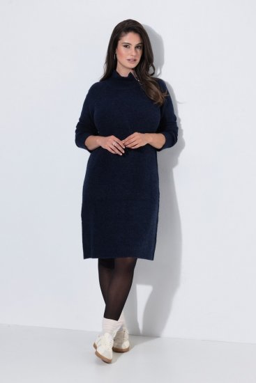 Ulla Popken 853504 Strickkleid mit Rollkragen Dunkelblau - Kleider - Kleider für jede Größe