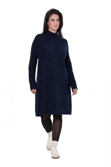 Ulla Popken 853504 Strickkleid mit Rollkragen Dunkelblau - Kleider - Kleider für jede Größe