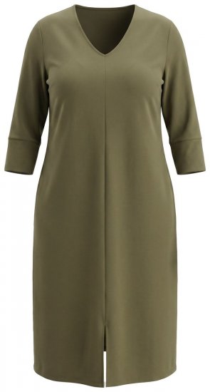 Ulla Popken 853510 Midikleid mit Taschen Khaki - Midikleider - Midikleider in großen Größen