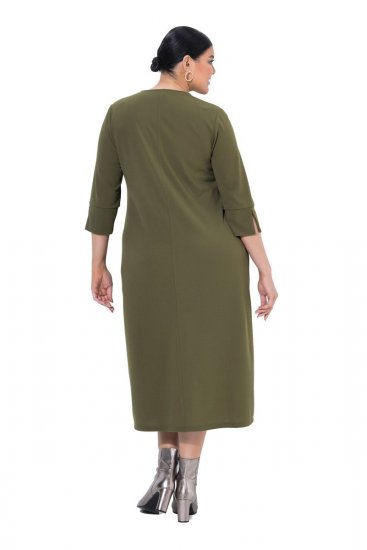 Ulla Popken 853510 Midikleid mit Taschen Khaki - Midikleider - Midikleider in großen Größen