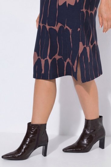 Ulla Popken 853590 Gemustertes Jerseykleid mit 3/4-Ärmeln Dunkelblau - Kleider - Kleider für jede Größe