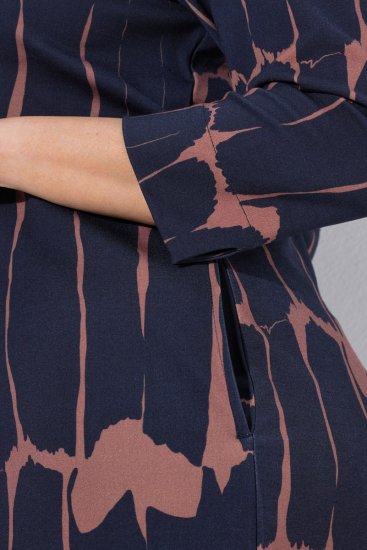 Ulla Popken 853590 Gemustertes Jerseykleid mit 3/4-Ärmeln Dunkelblau - Kleider - Kleider für jede Größe