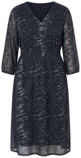 Ulla Popken 853620 Midikleid mit Animal-Print und 3/4-Ärmeln Schwarz - Midikleider - Midikleider in großen Größen