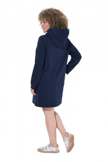 Ulla Popken 853652 Samtkleid mit Kapuze Dunkelblau - Abendkleider - Abendkleider für Damen in großen Größen