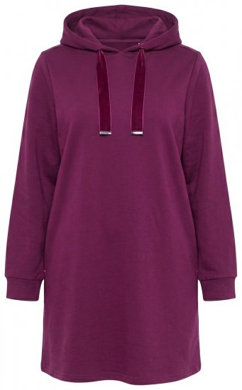 Ulla Popken 853652 Langärmliges Sweatkleid mit Kapuze Beerenrot - Kleider - Kleider für jede Größe