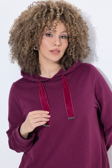 Ulla Popken 853652 Langärmliges Sweatkleid mit Kapuze Beerenrot - Kleider - Kleider für jede Größe