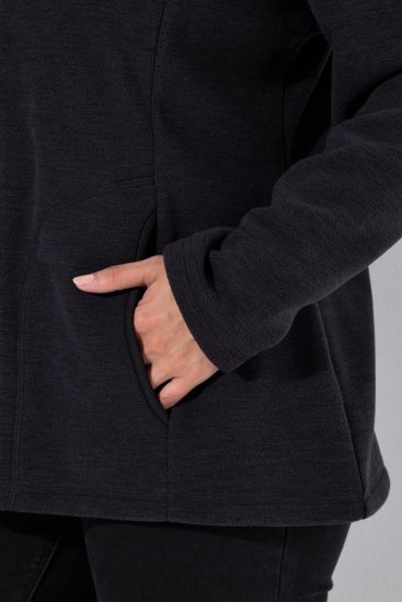Ulla Popken 853668 Fleecejacke mit Stehkragen Schwarz - Fleecekleidung - 