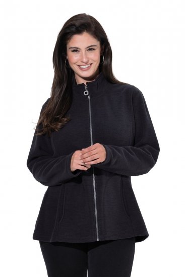 Ulla Popken 853668 Fleecejacke mit Stehkragen Schwarz - Fleecekleidung - 