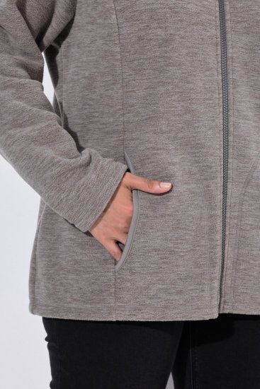 Ulla Popken 853668 Fleecejacke mit Stehkragen Grau - Fleecekleidung - 