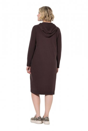 Ulla Popken 853669 Langärmliges Strickkleid mit Kapuze Mahagonibraun - Strickkleider - 