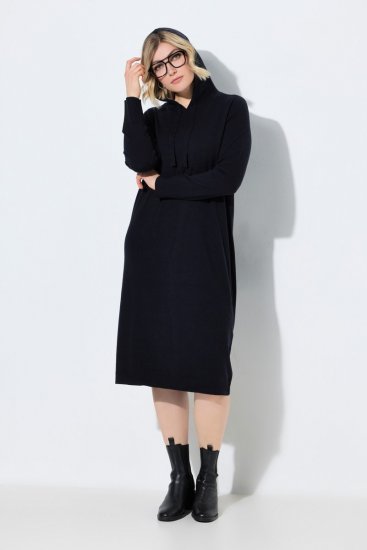 Ulla Popken 853669 Langärmliges Sweatkleid mit Kapuze Dunkelblau - Sweatkleider - 