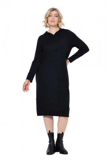 Ulla Popken 853669 Langärmliges Sweatkleid mit Kapuze Dunkelblau - Sweatkleider - 